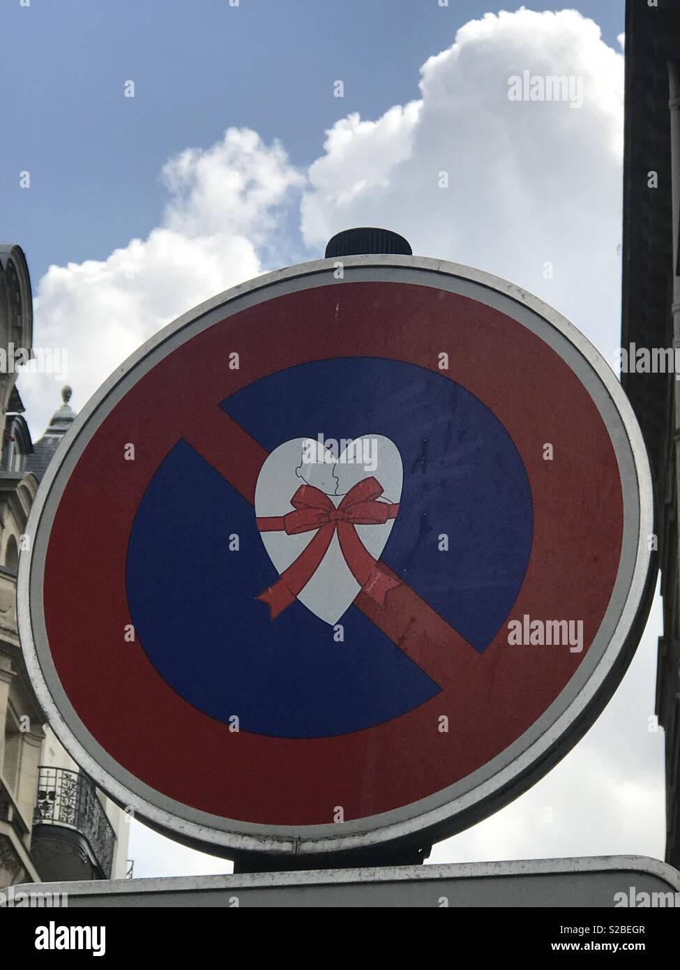 Love sign... converted traffic sign, Paris - Smartphone Captured Stock Image