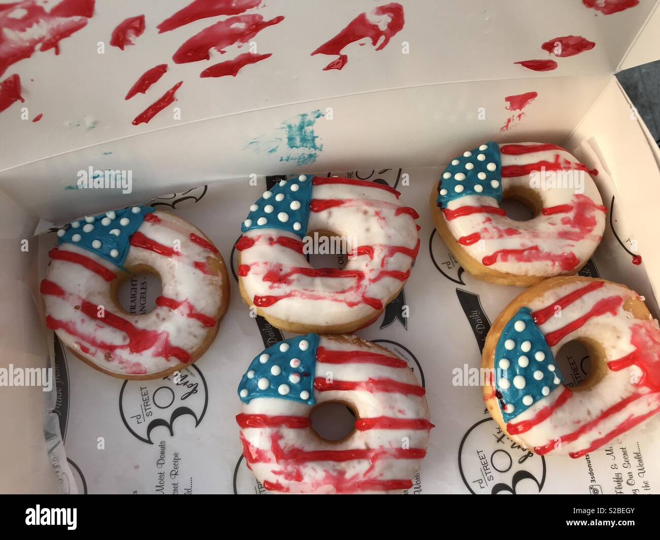 Decorated Flag donuts with USA colors - Smartphone Captured Stock Image