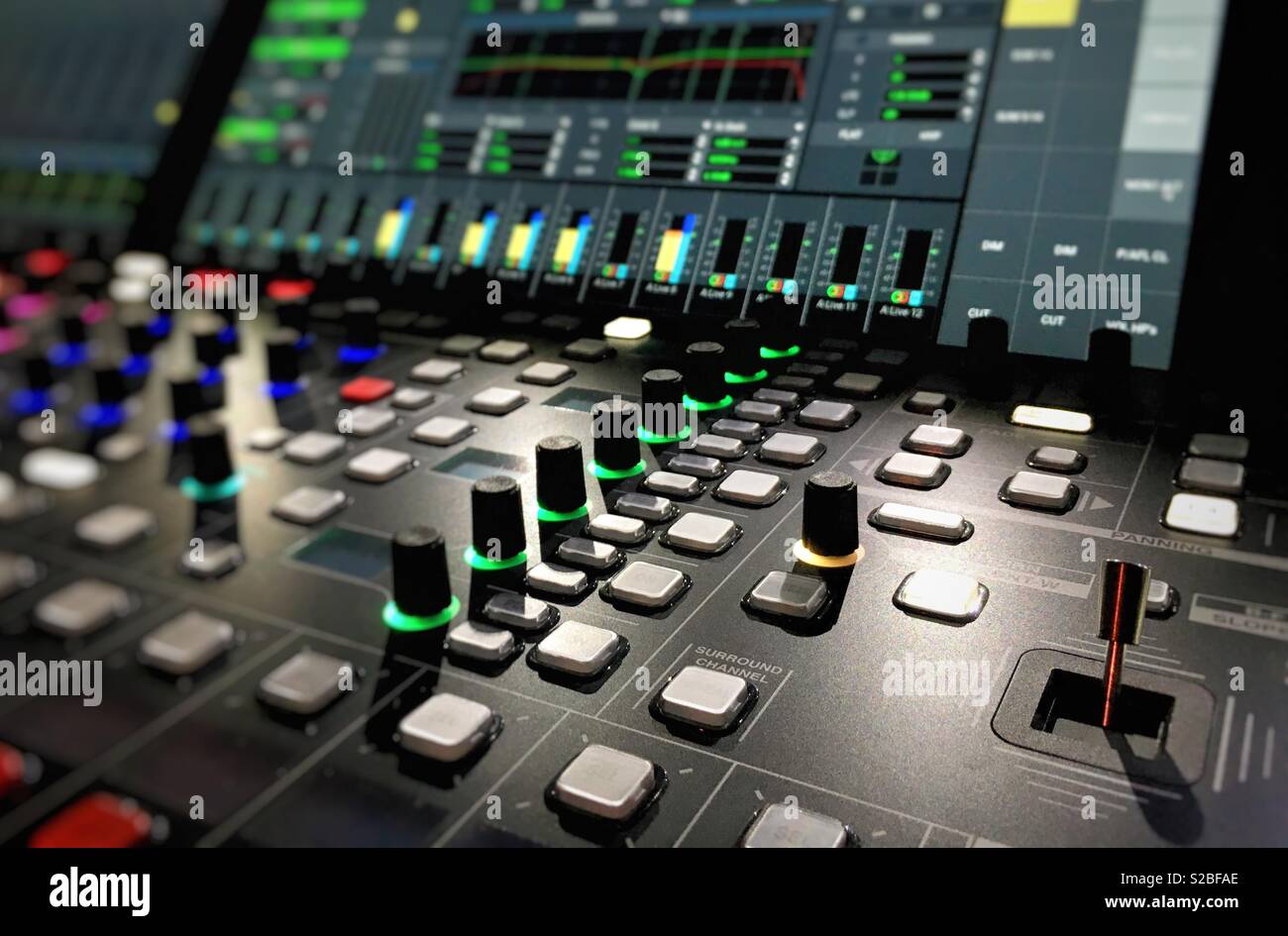 Professional video switching board before live television broadcast - Smartphone Captured Stock Image