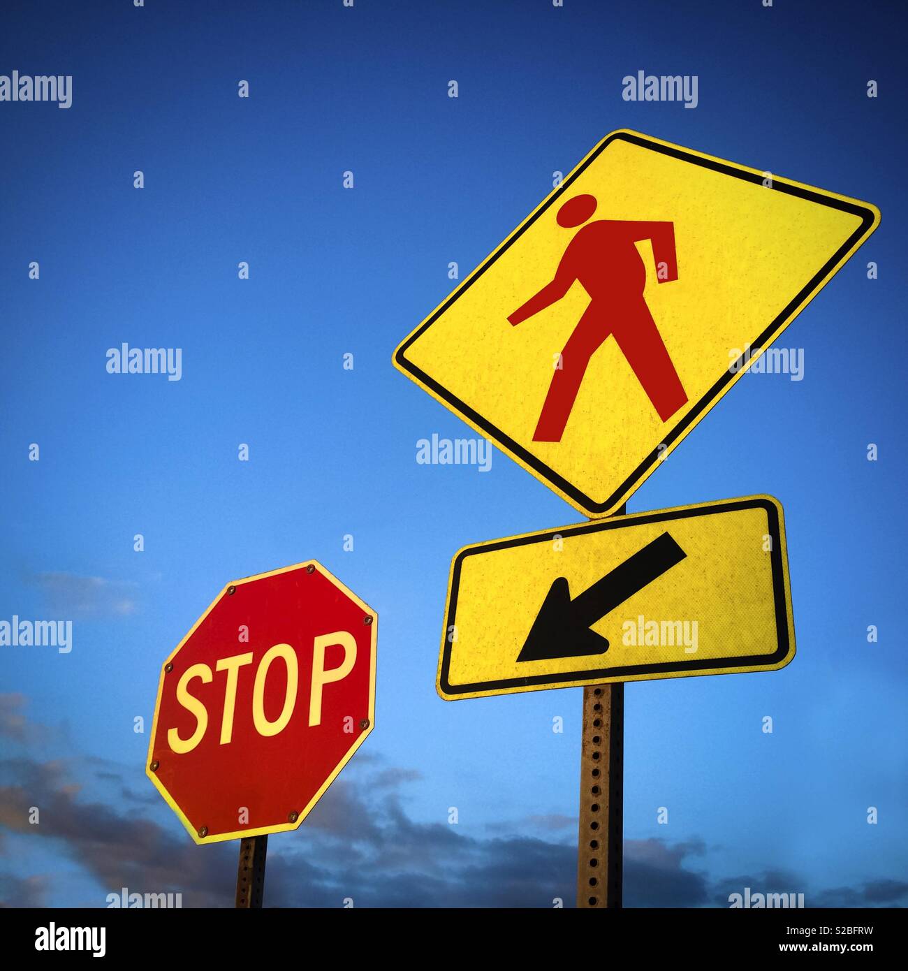 Red pedestrian and Stop sign - Smartphone Captured Stock Image