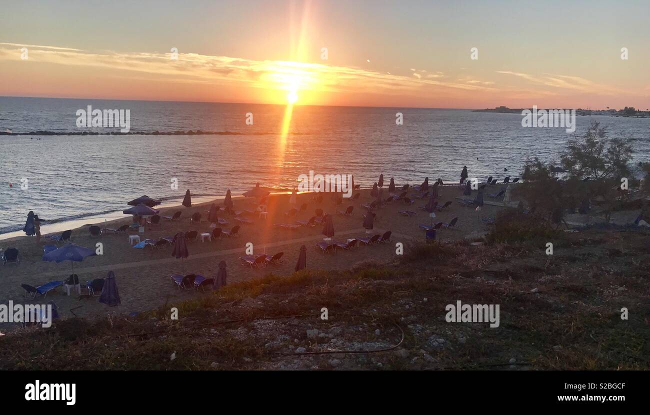 Sunset over paphos beach - Smartphone Captured Stock Image