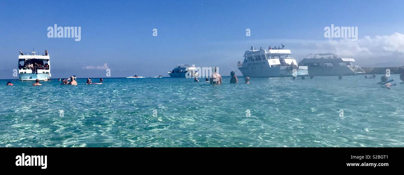 Boat trip to blue lagoon, paphos, akamas, Cyprus. - Smartphone Captured Stock Image