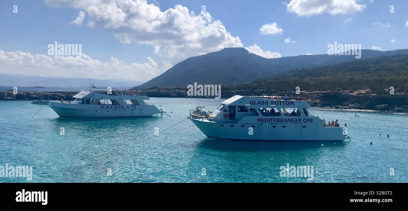 Boat trip to blue lagoon, paphos, akamas, Cyprus. - Smartphone Captured Stock Image