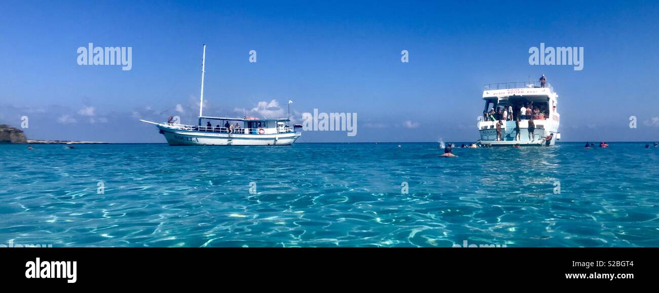 Boat trip to blue lagoon, paphos, akamas, Cyprus. - Smartphone Captured Stock Image