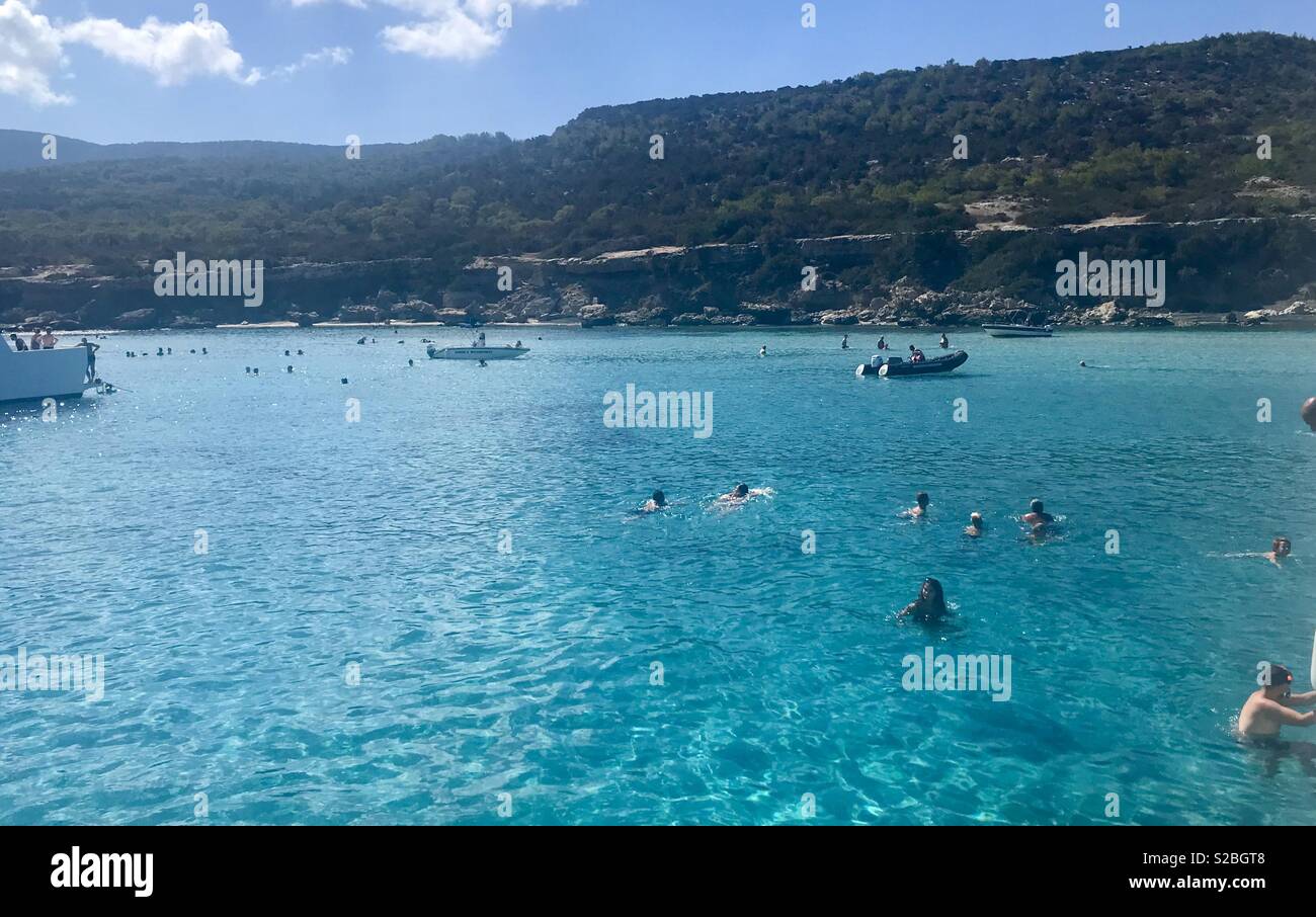 Boat trip to blue lagoon, paphos, akamas, Cyprus. - Smartphone Captured Stock Image