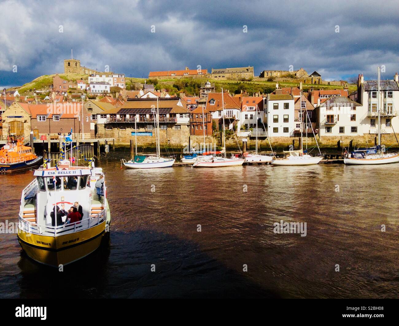 Whitby abbey harbour Stock Photo