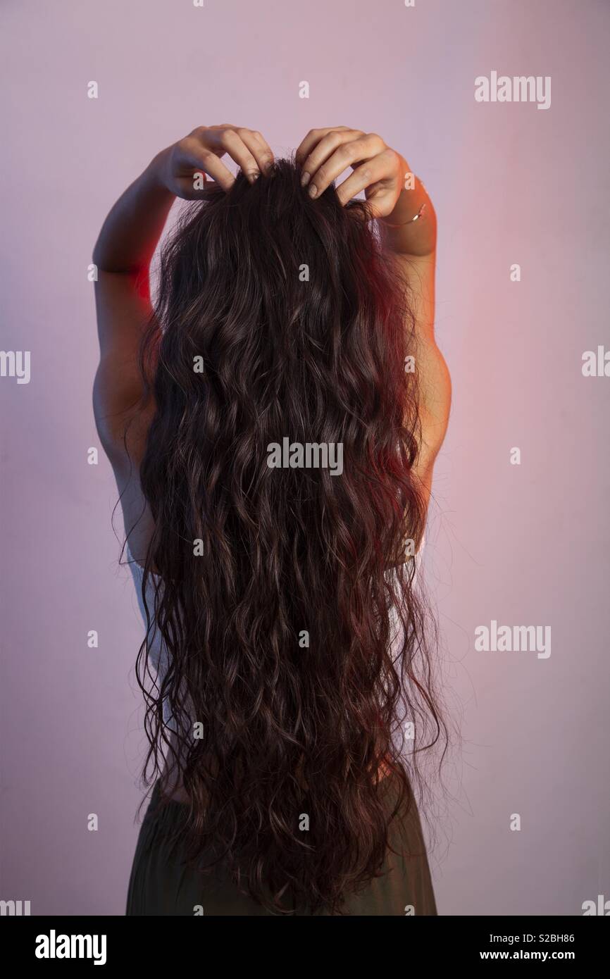 long hair from behind Stock Photo