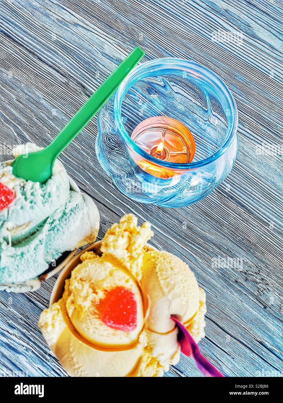 Candlelight and ice creams - Smartphone Captured Stock Image