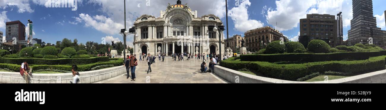 Panoramic view of the Palace of Fine Arts in Mexico City, México Stock Photo