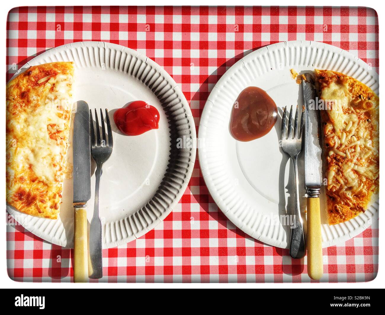 Pizza slices with red and brown sauce - Smartphone Captured Stock Image