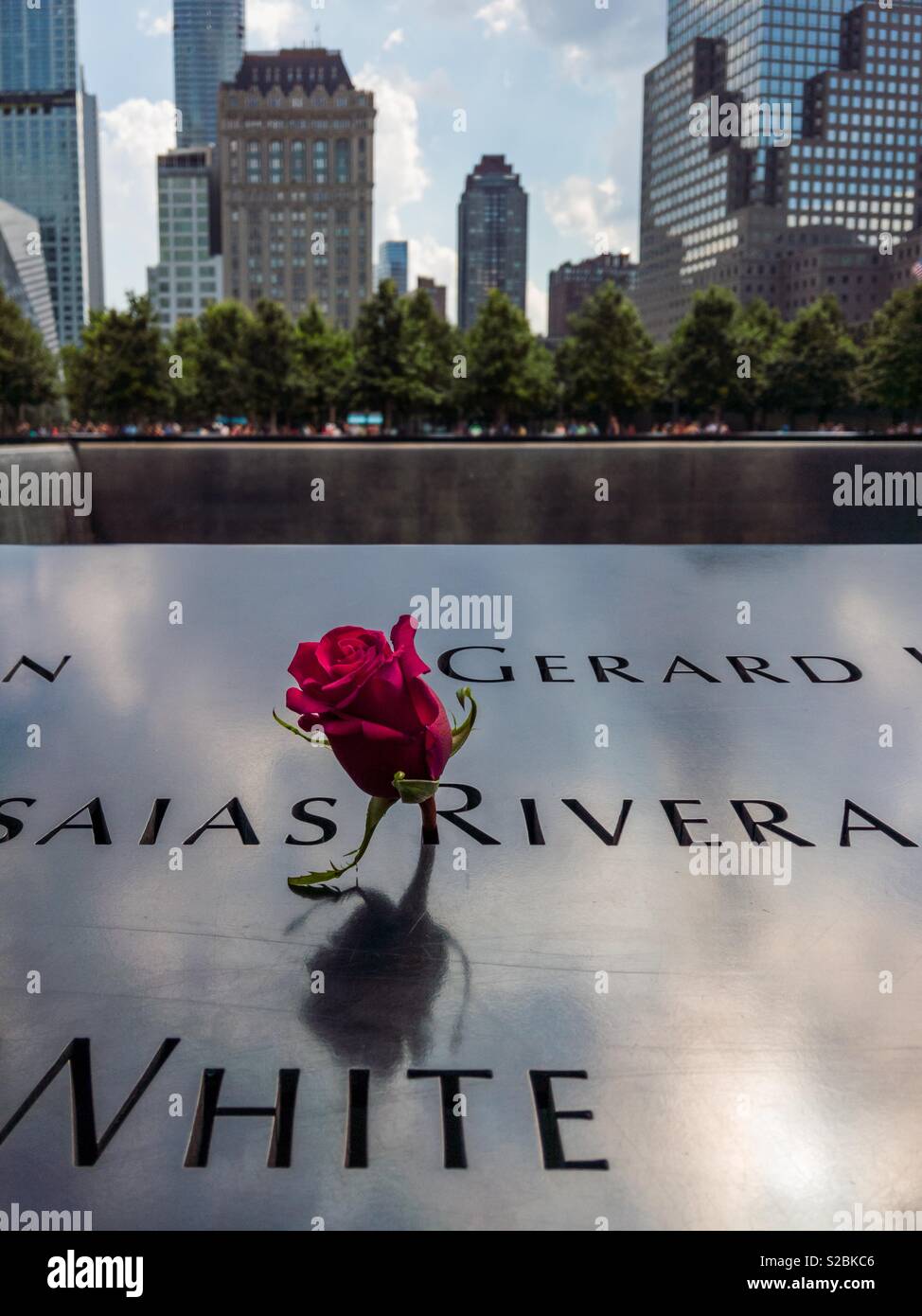 Close view at the 9/11 Memorial - Smartphone Captured Stock Image