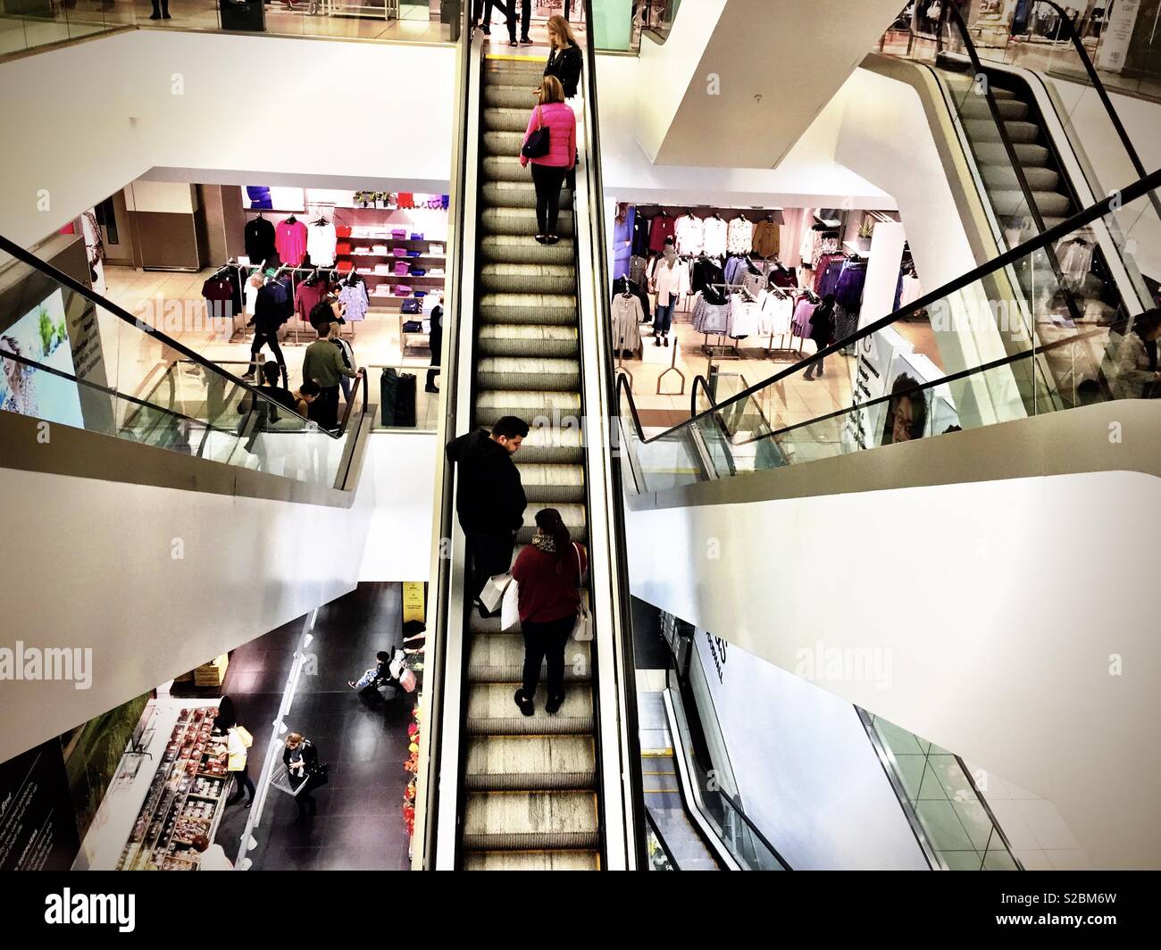 Escalators in a department store. - Smartphone Captured Stock Image