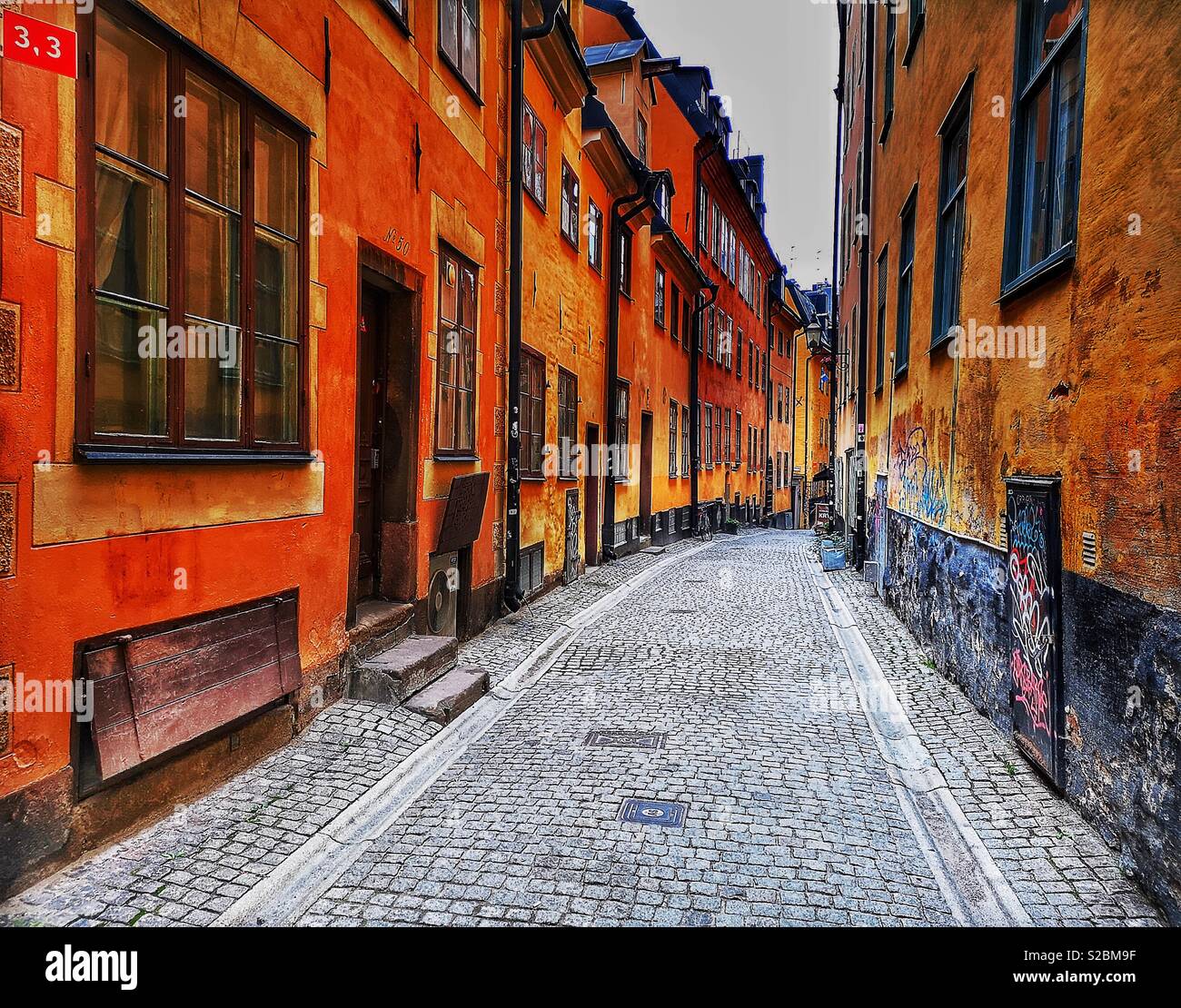 Alleyway, Gamla Stan, (old town), Stockholm, Sweden - Smartphone Captured Stock Image