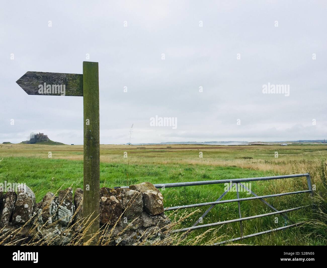Field and public right of way - Smartphone Captured Stock Image