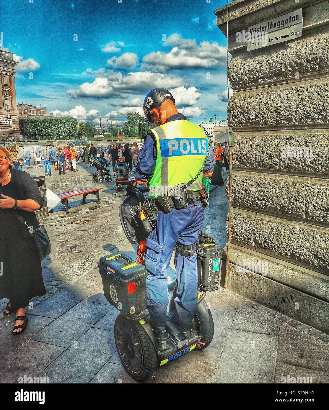 Policeman on a Segway, Stockholm, Sweden - Smartphone Captured Stock Image