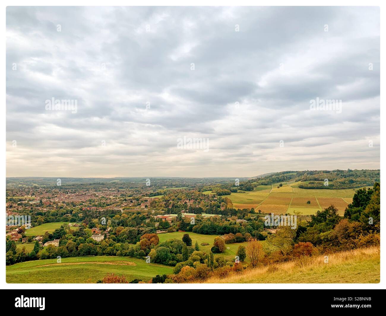 View from Box Hill of the Surrey countryside Stock Photo