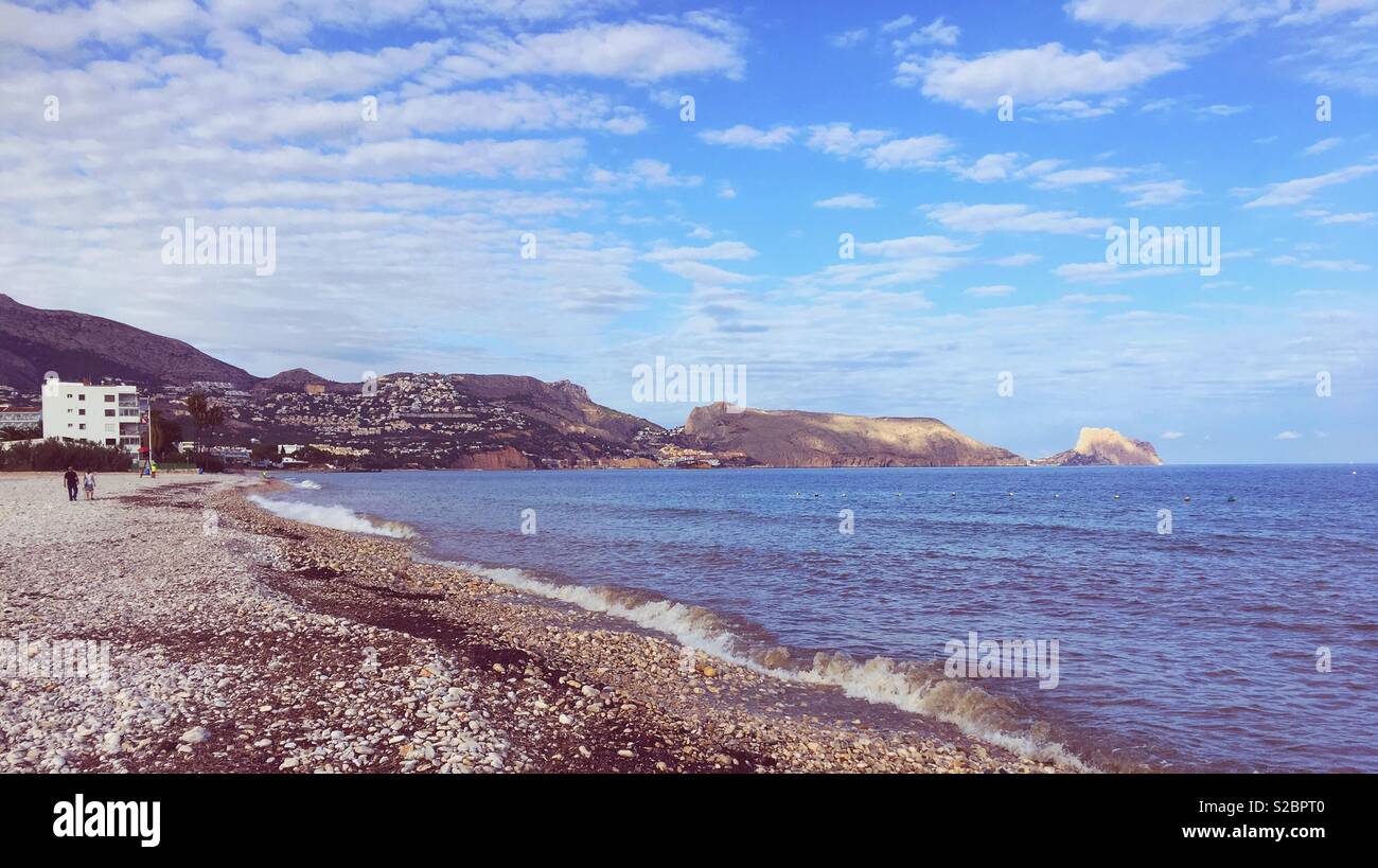 Beach At Altea Spain With View Towards Pueblo Mascarat And