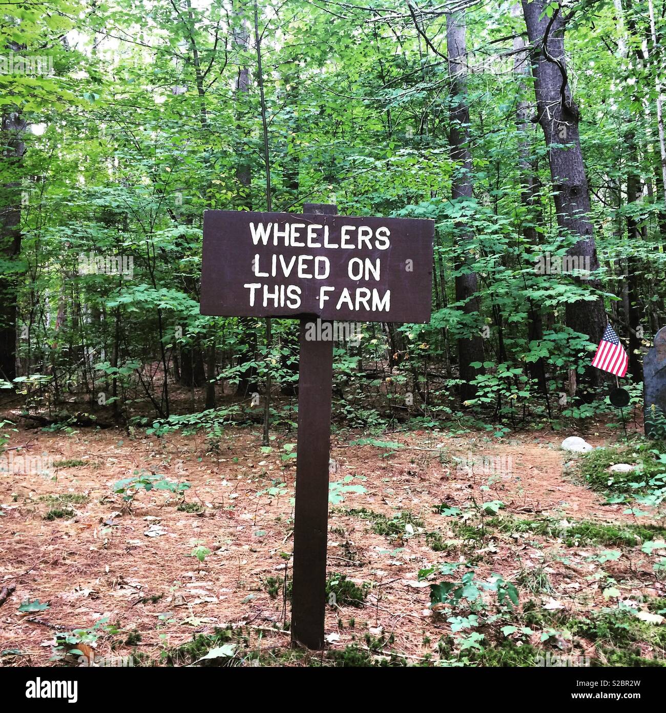 Sign marking the former location of the Wheeler family farm, Mohawk