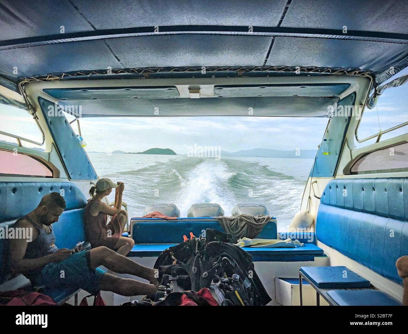 With the speedboat to diving on golf of Thailand. - Smartphone Captured Stock Image