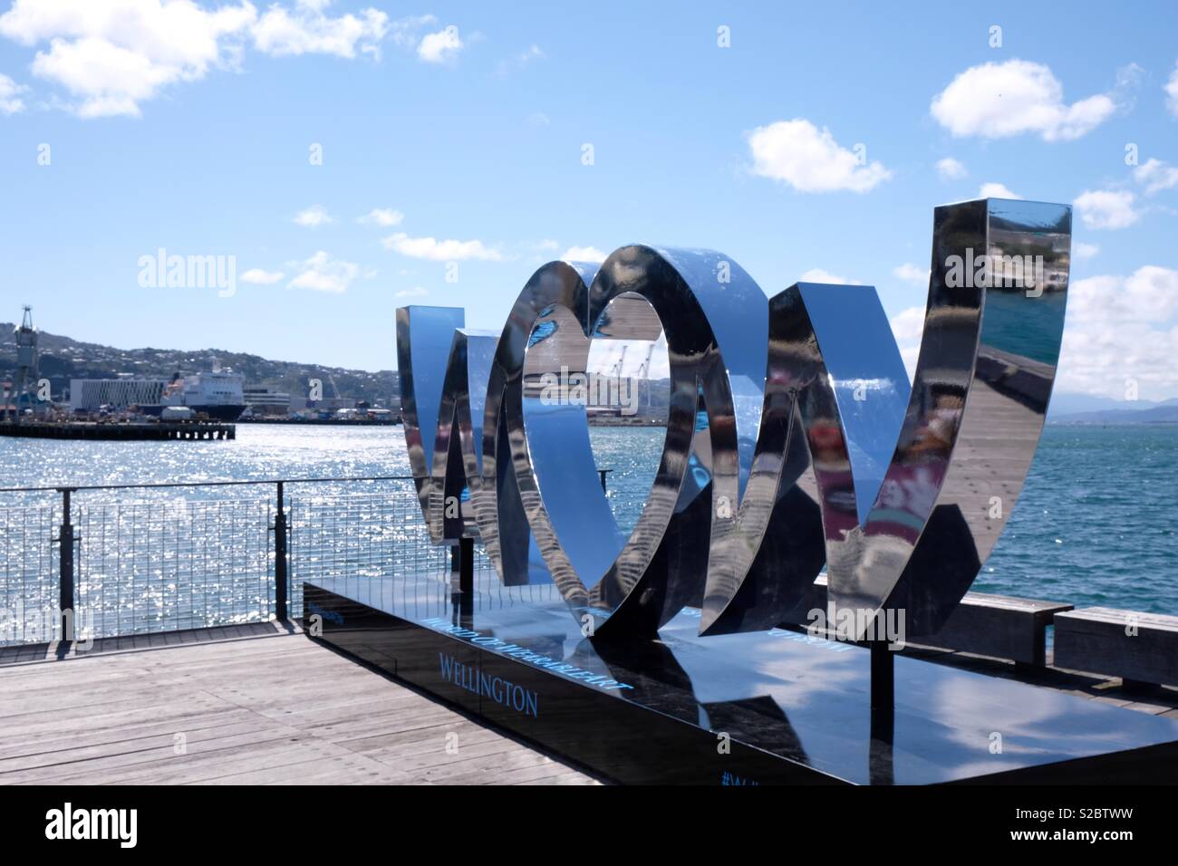 Recognising the internationally acclaimed World of Wearable Art (WOW) competition, this sculpture sits on Wellington’s waterfront. This year marks the 30th anniversary of WOW. Stock Photo