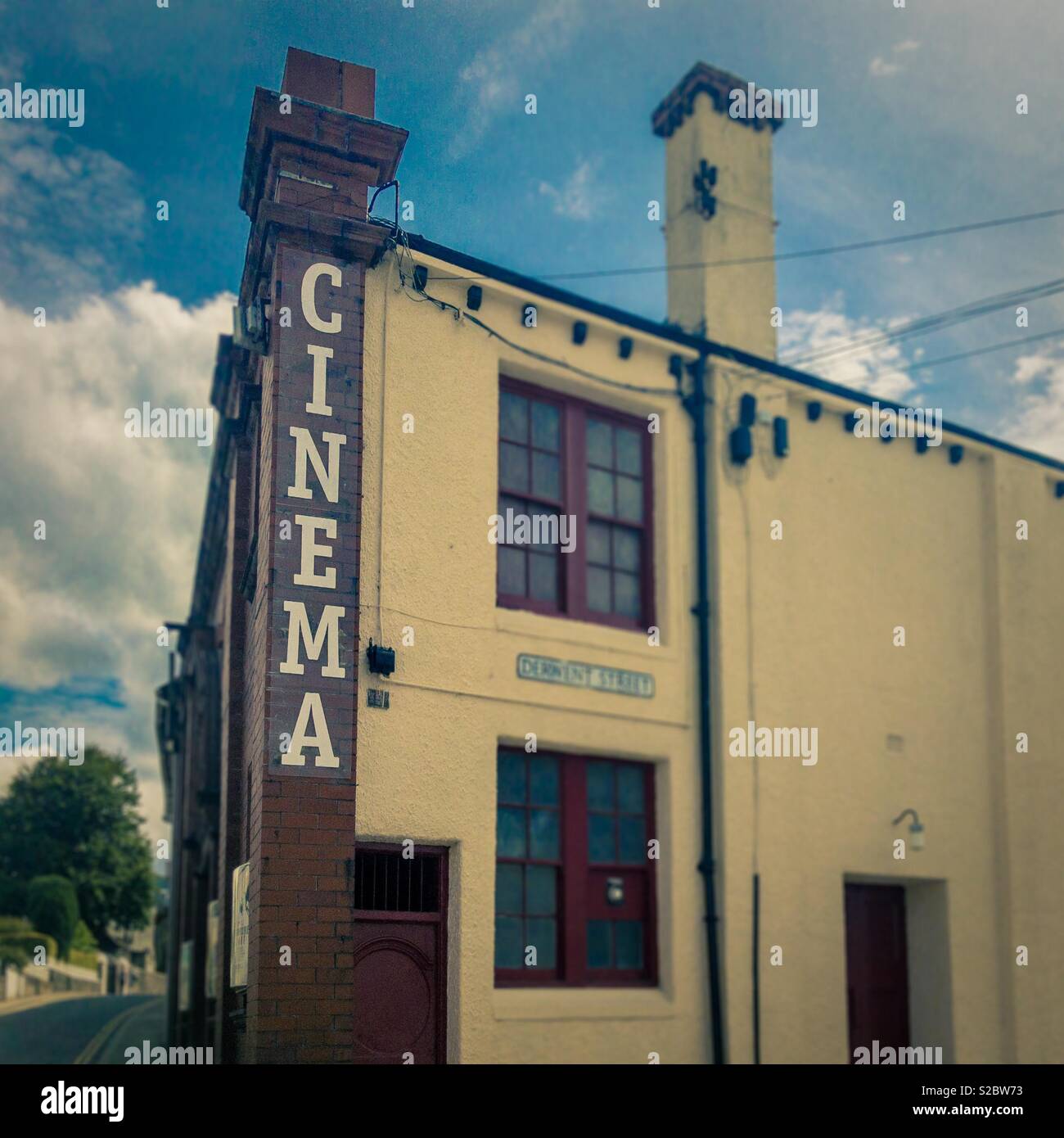 Retro Cinema sign on building - Smartphone Captured Stock Image Retro Cinema sign on building - Smartphone Captured Stock Image