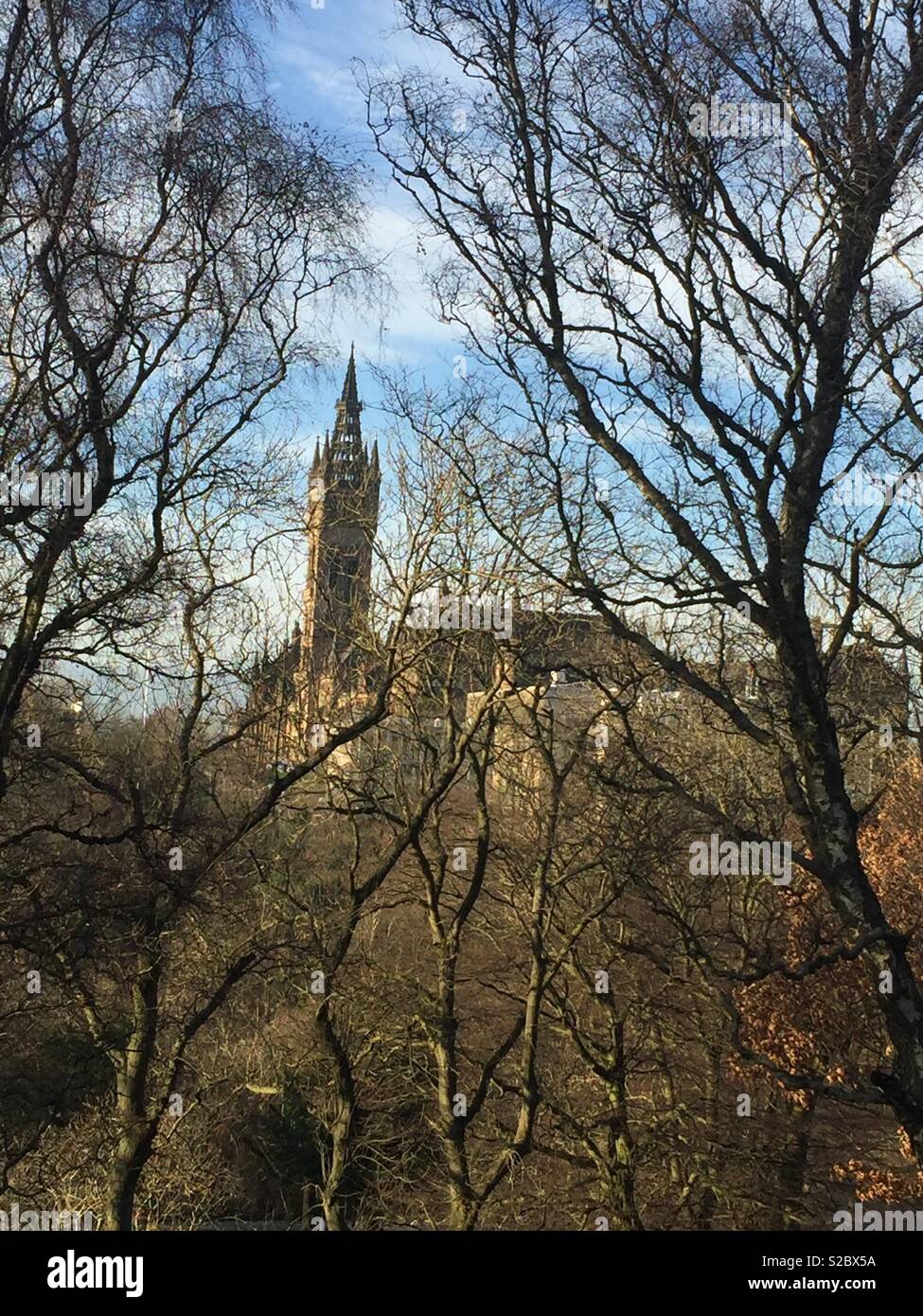 Glasgow Uni taken from Kelvingrove Park Stock Photo