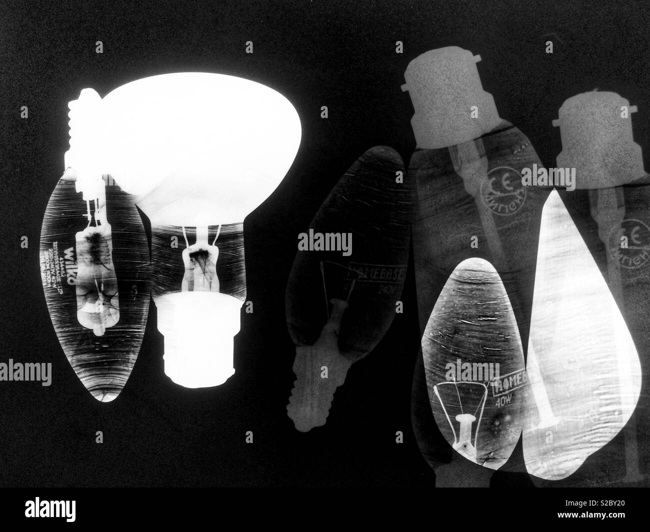 Photo-gram of lightbulbs Stock Photo