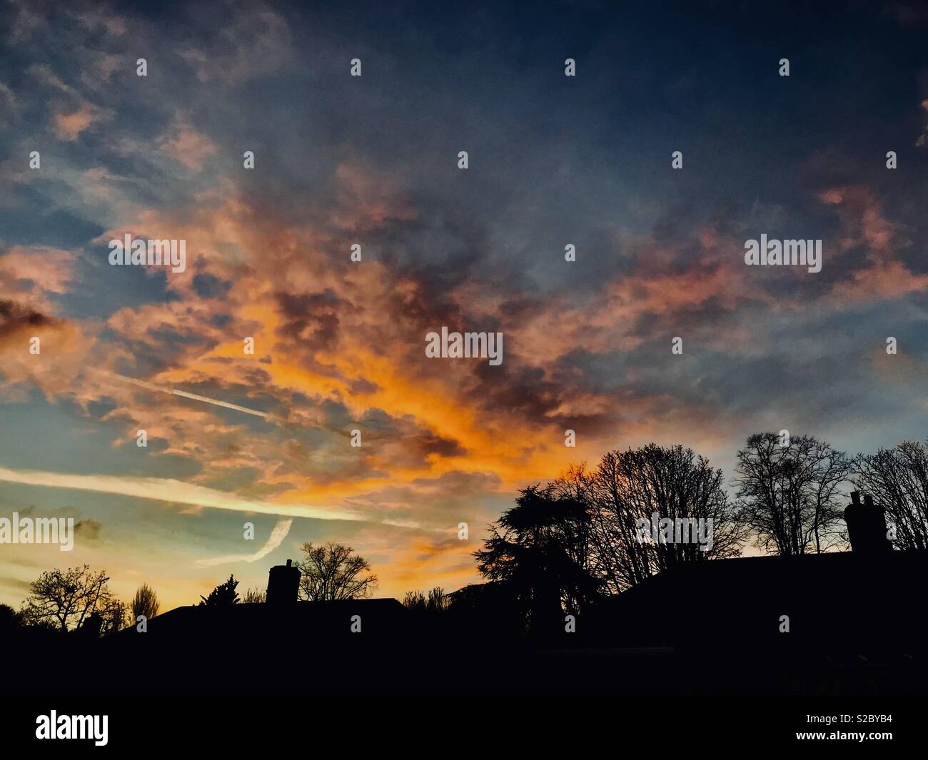 Sunset fire in the sky - Smartphone Captured Stock Image