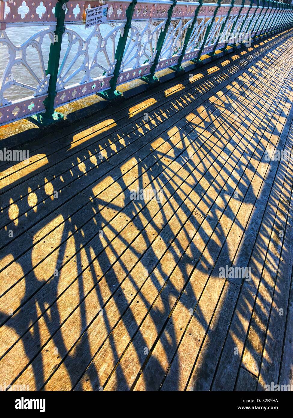 Late afternoon shadows on Penarth pier, Vale of Glamorgan, South Wales, early October. - Smartphone Captured Stock Image