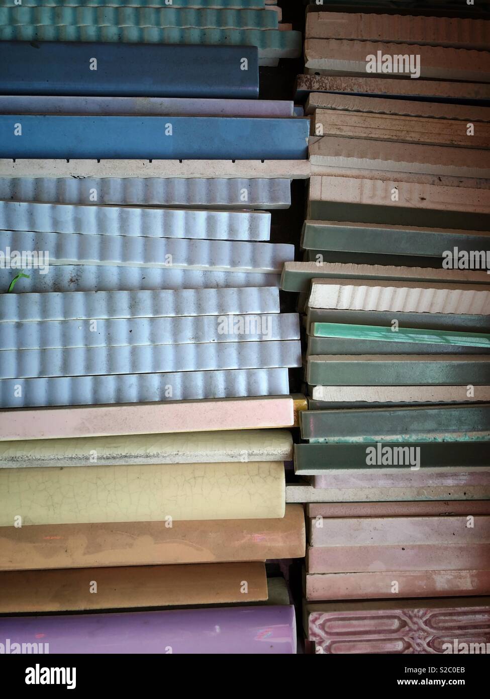 Antique tile found at Ohmega Salvage in Berkeley, California. - Smartphone Captured Stock Image