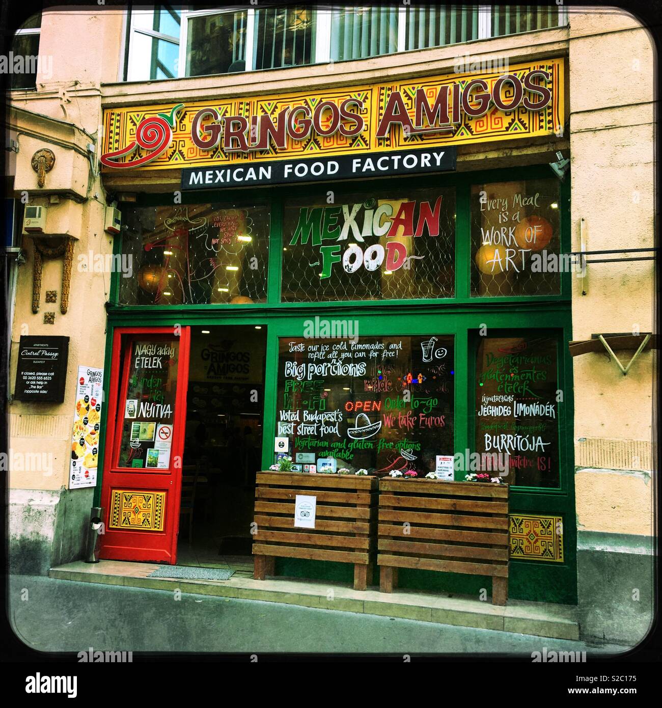 The ‘Gringos Amigos’ Mexican restaurant, Budapest, Hungary. Stock Photo
