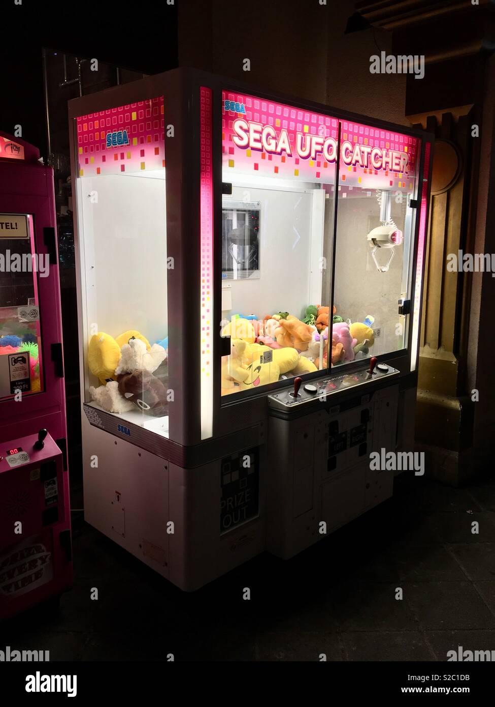 A Sega UFO Catcher in a hall specialising in retro arcade games. Budapest, Hungary. Stock Photo