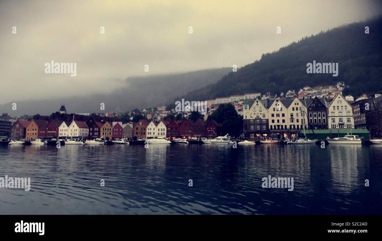 Foggy weather in Bergen, Norway Stock Photo Alamy