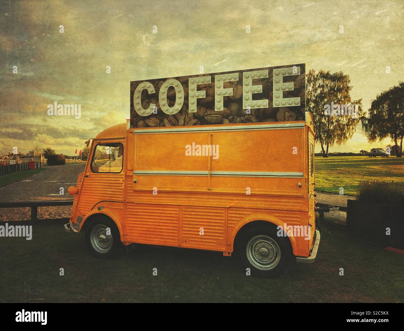Mobile catering coffee van at Oulton Park, England - Smartphone Captured Stock Image