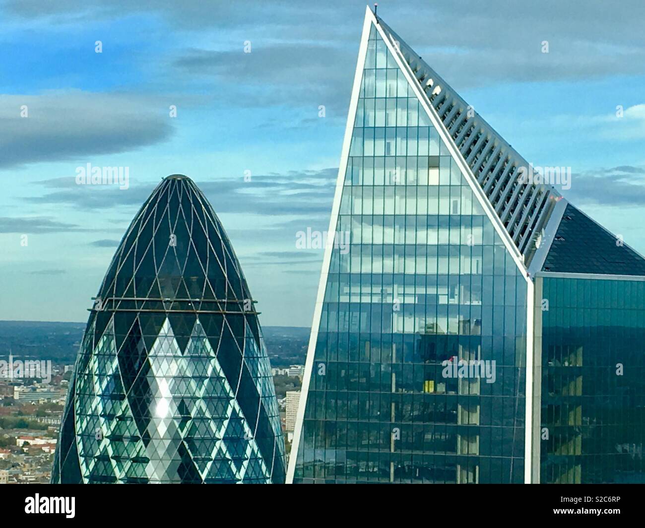 The Gherkin (30 St Mary Axe) and The Scalpel, London Stock Photo