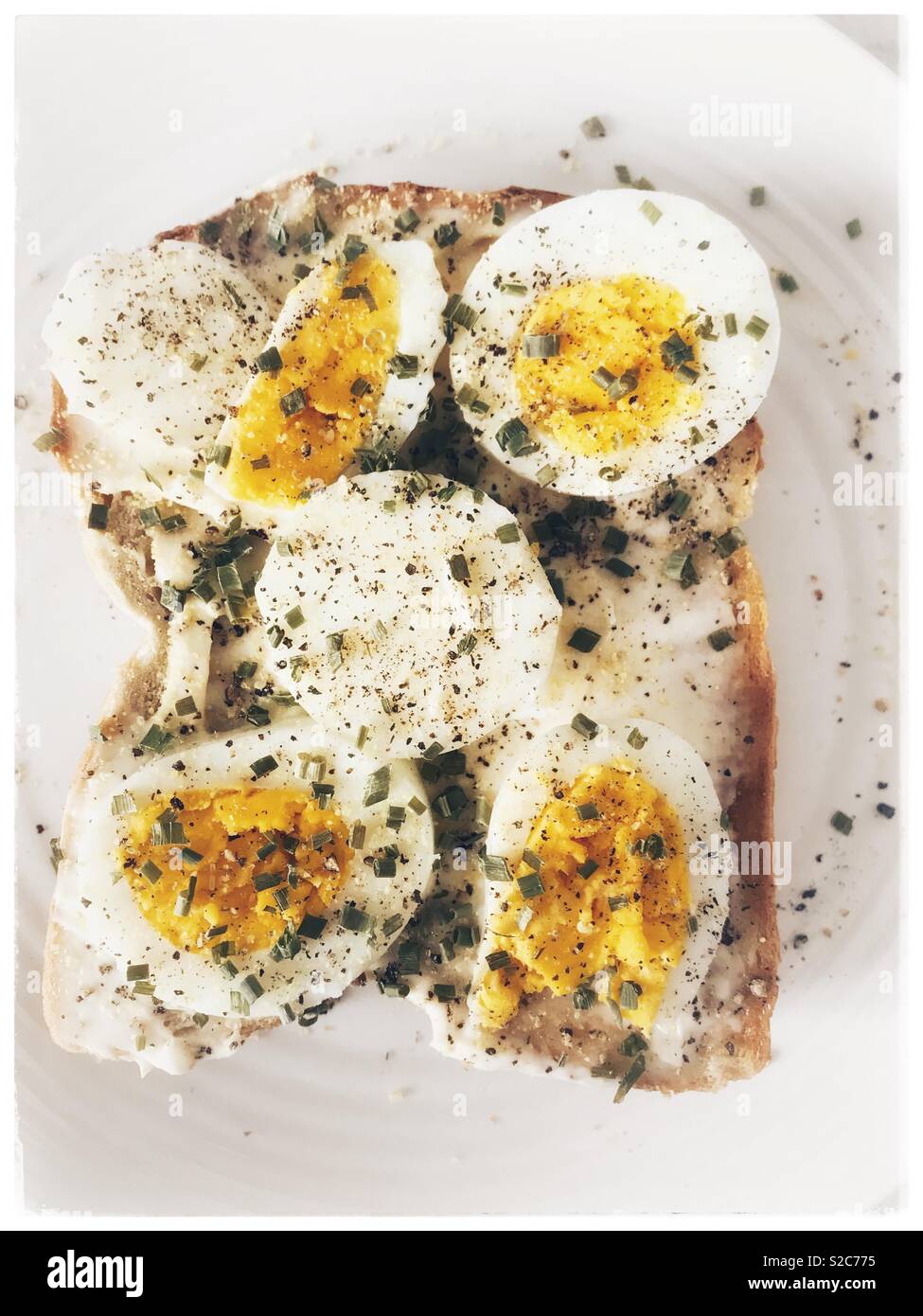Egg and mayonnaise open sandwich with chives Stock Photo Alamy
