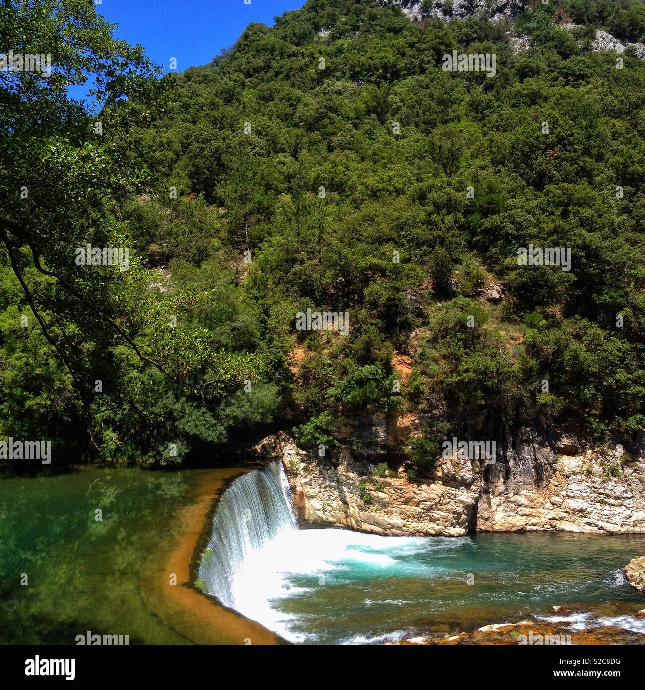 Vis Waterfall near Ganges, Cevennes, Occitanie France - Smartphone Captured Stock Image