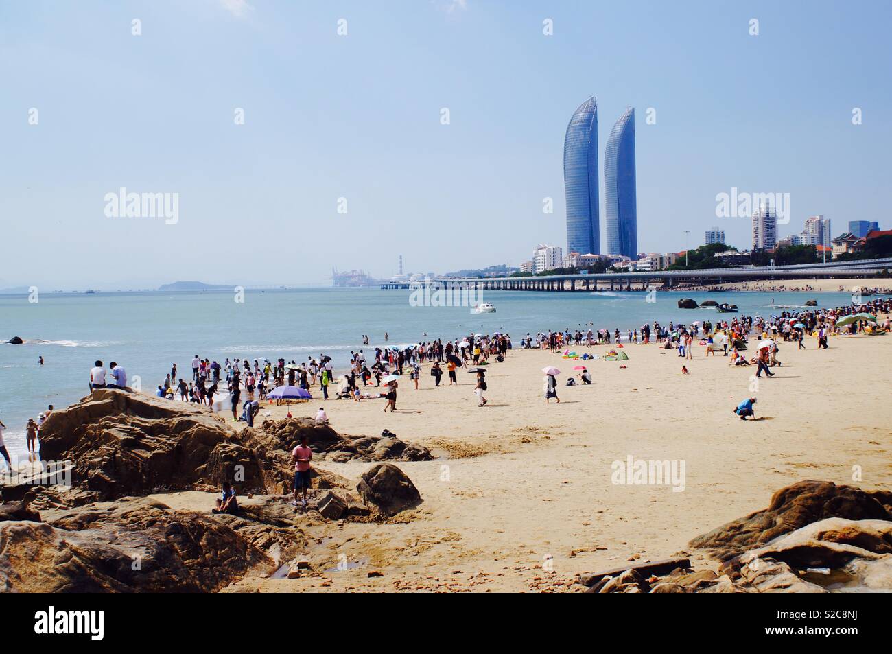 View Of Xiamen Beach During Chinese National Holiday Week