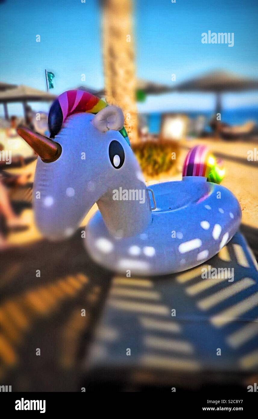 Summertime for a unicorn at the beach. - Smartphone Captured Stock Image