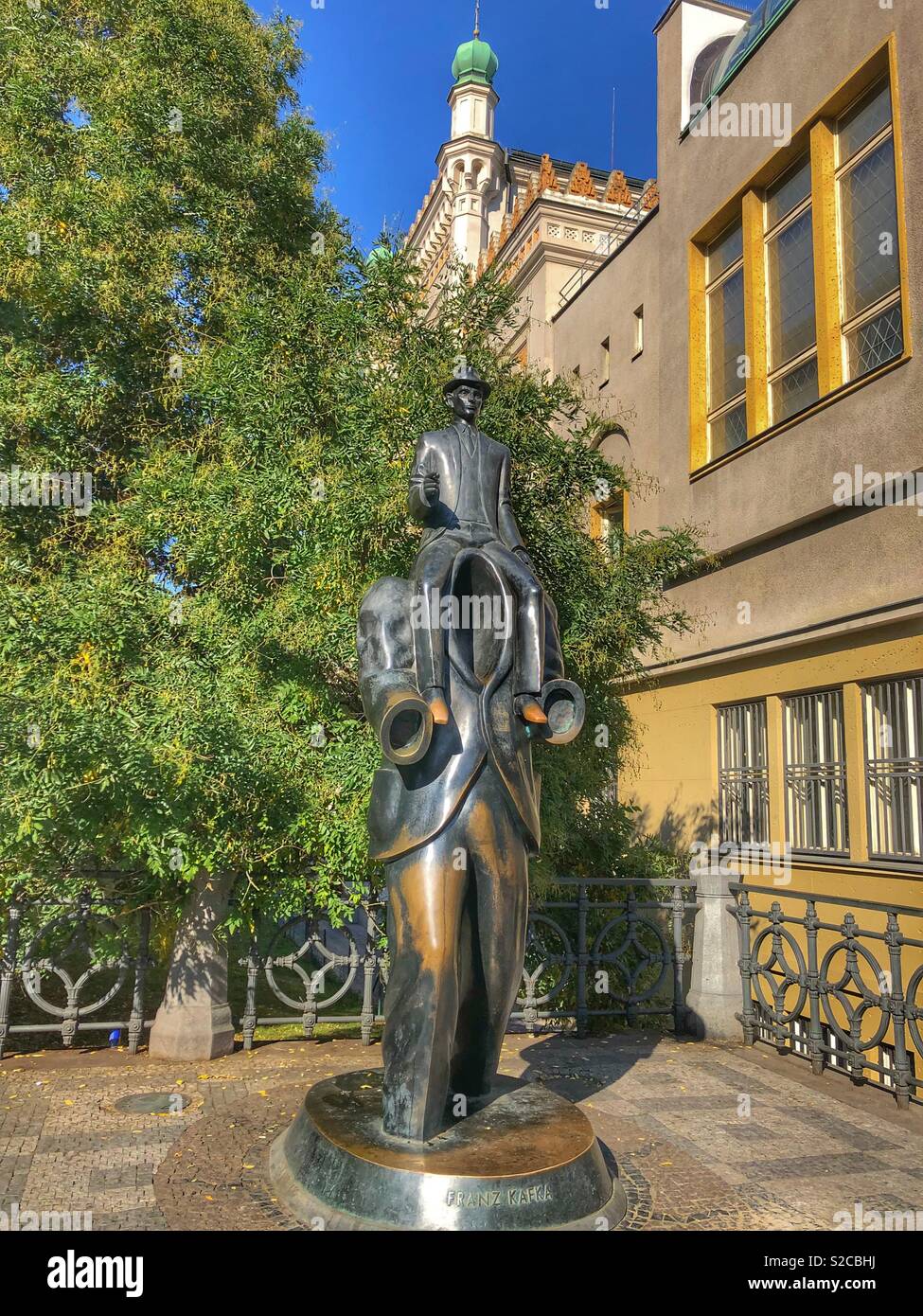 Franz Kafka statue in Prague. Stock Photo