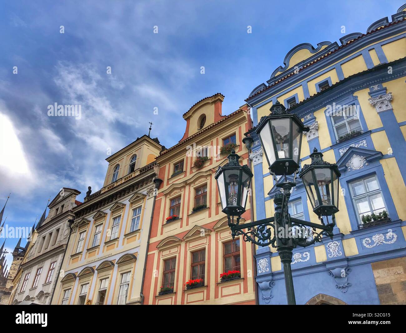 Painted facades in Prague. - Smartphone Captured Stock Image