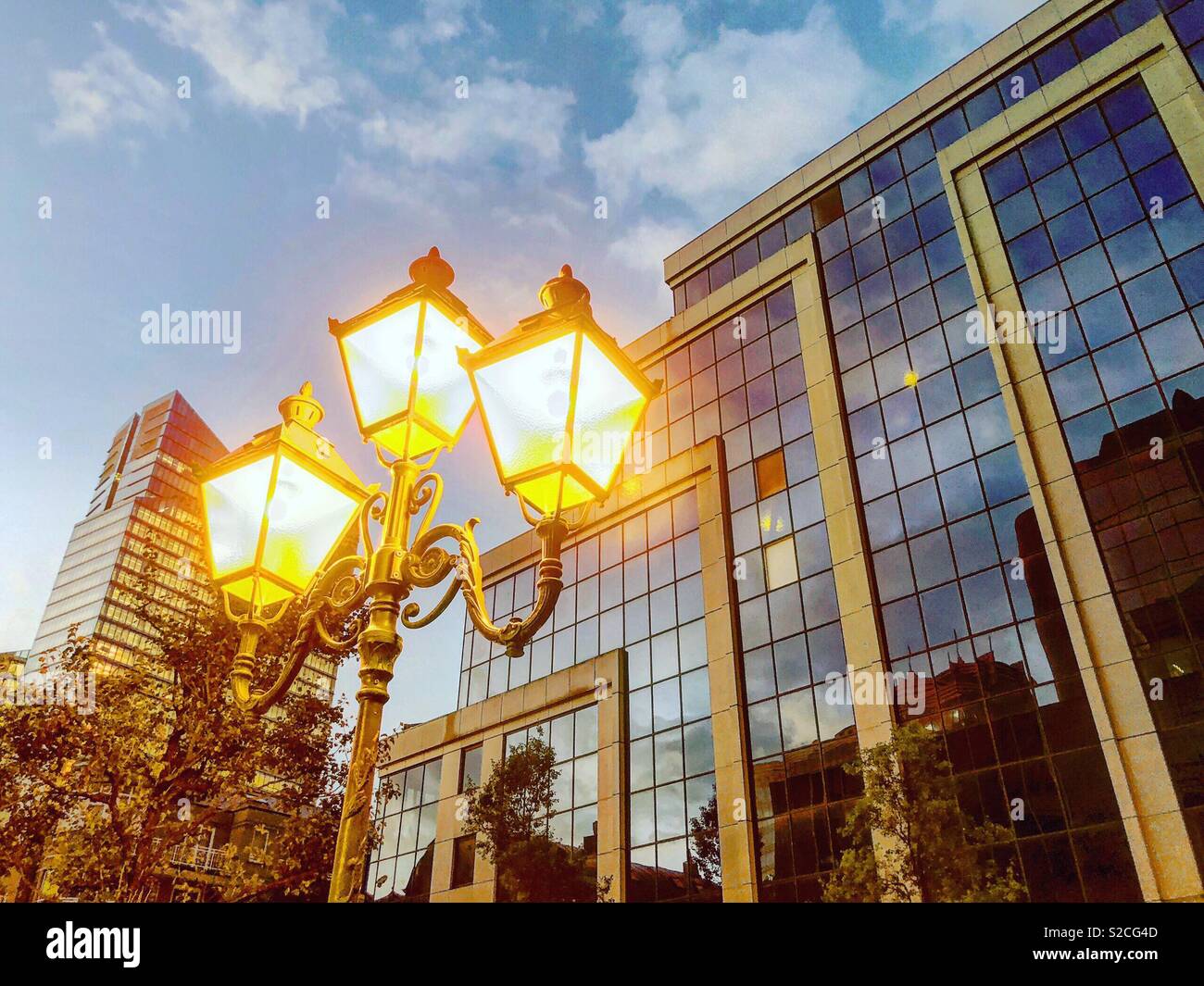 Vintage lights in a modern city - Smartphone Captured Stock Image