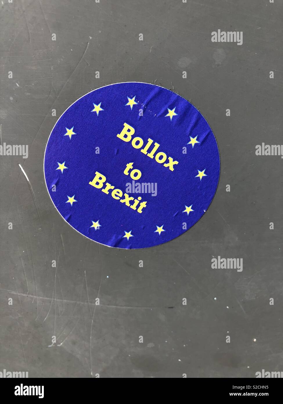 Bollox to Brexit! (Sticker on post box) Stock Photo