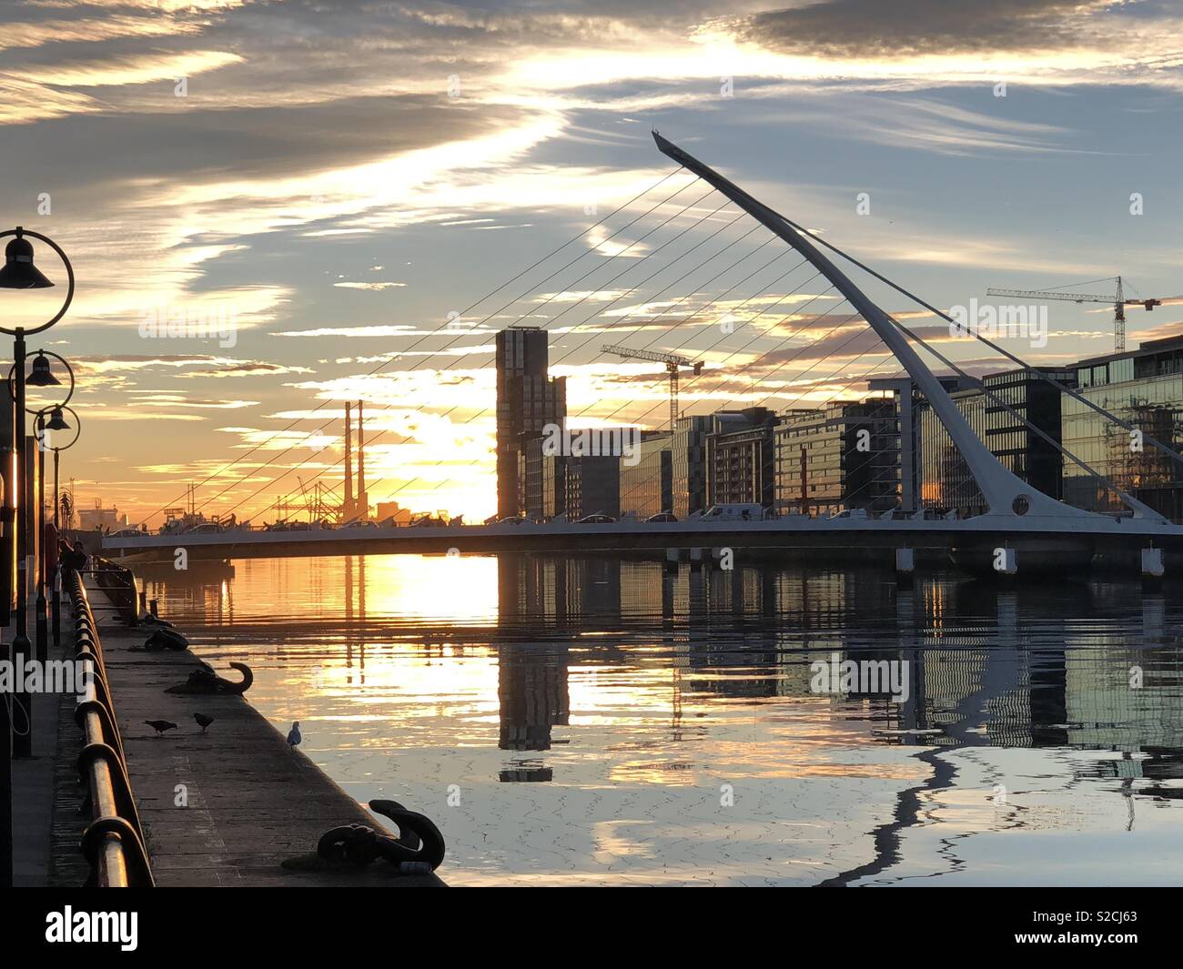 Samuel Beckett Bridge Dublin Sunset High Resolution Stock Photography ...