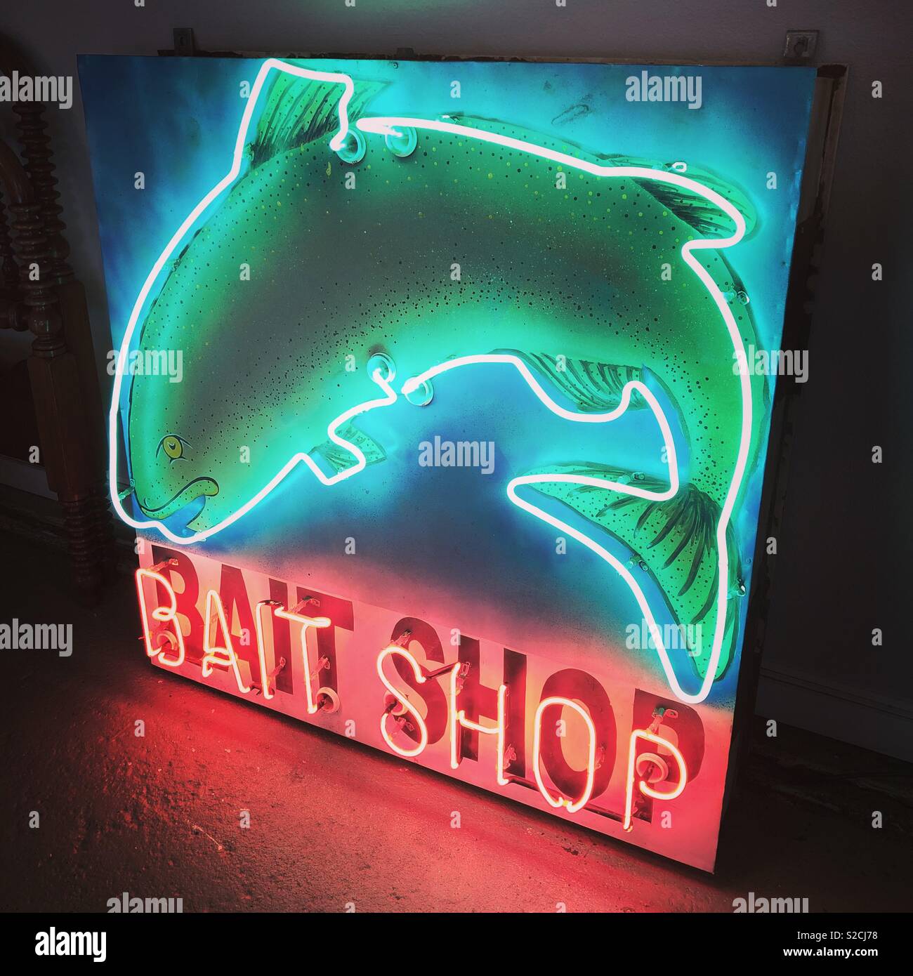 Winchester Tackle Fishing Lure Bait Shop Garage Bar Advertising Man Cave  Blue Neon Wall Clock Sign