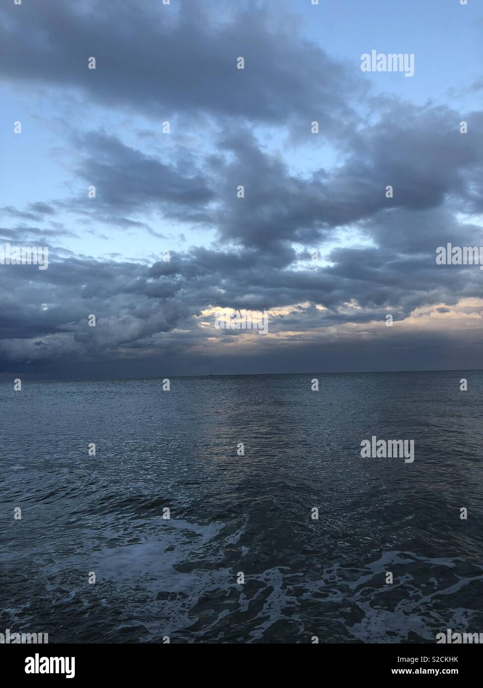 View over the North Sea from Felixstowe Beach in Suffolk, UK Stock