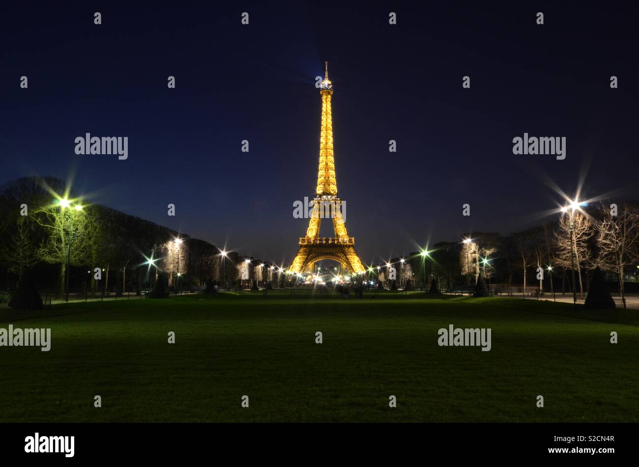 Eiffel Tower at night Stock Photo