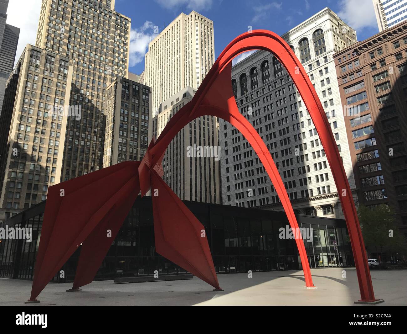 Alexander Calder’s monumental sculpture Flamingo in downtown Chicago (The Loop) Stock Photo