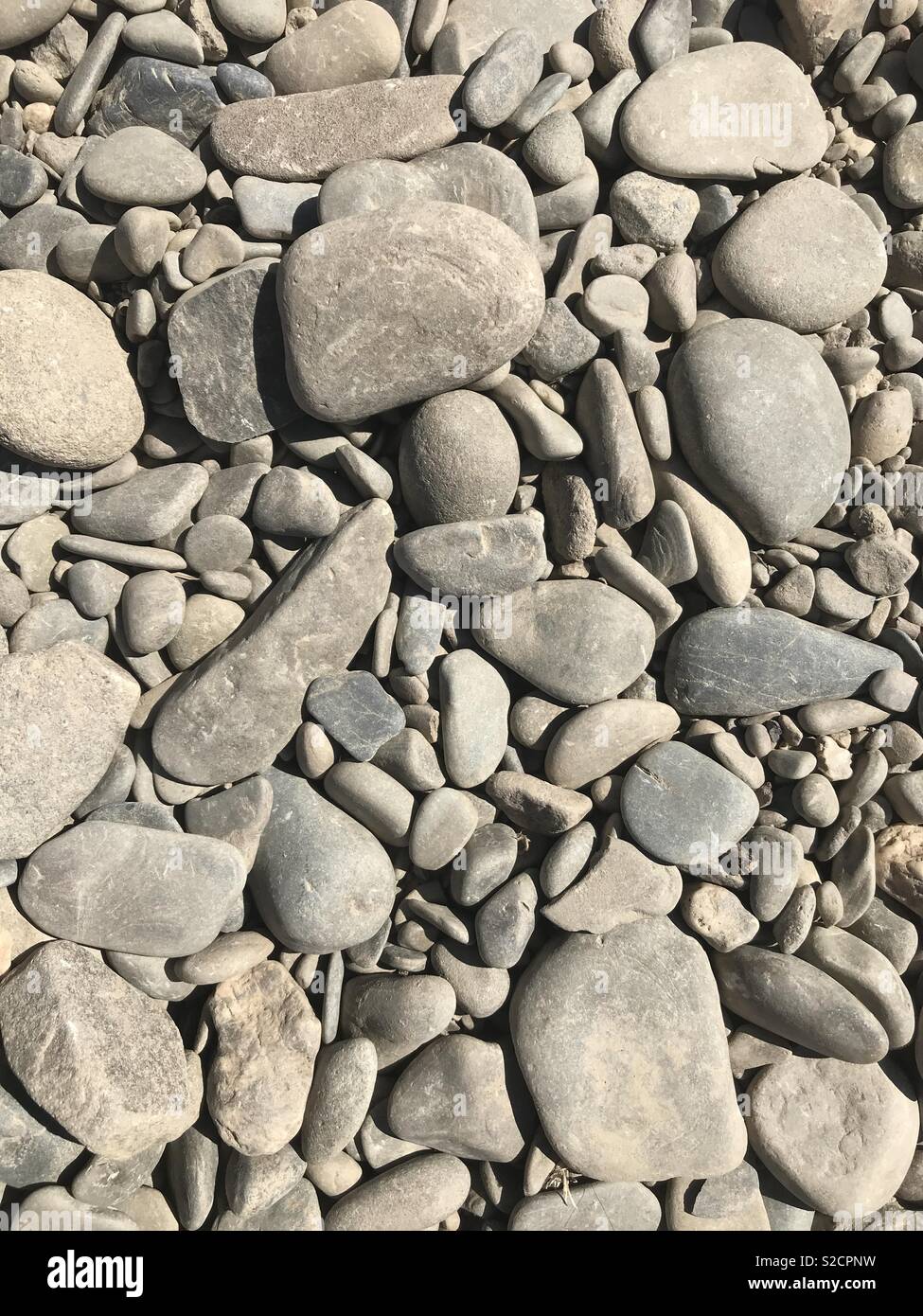 Hay riverbed stones Stock Photo