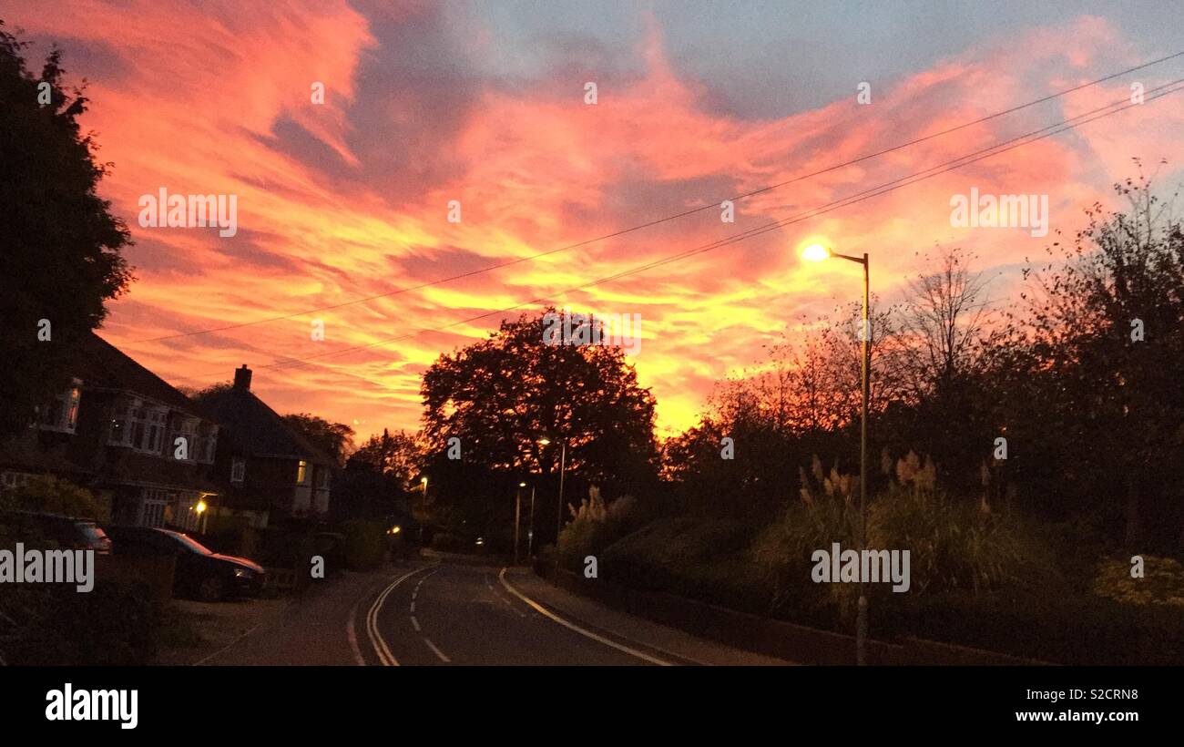 Times up sundown over Wimborne Stock Photo Alamy